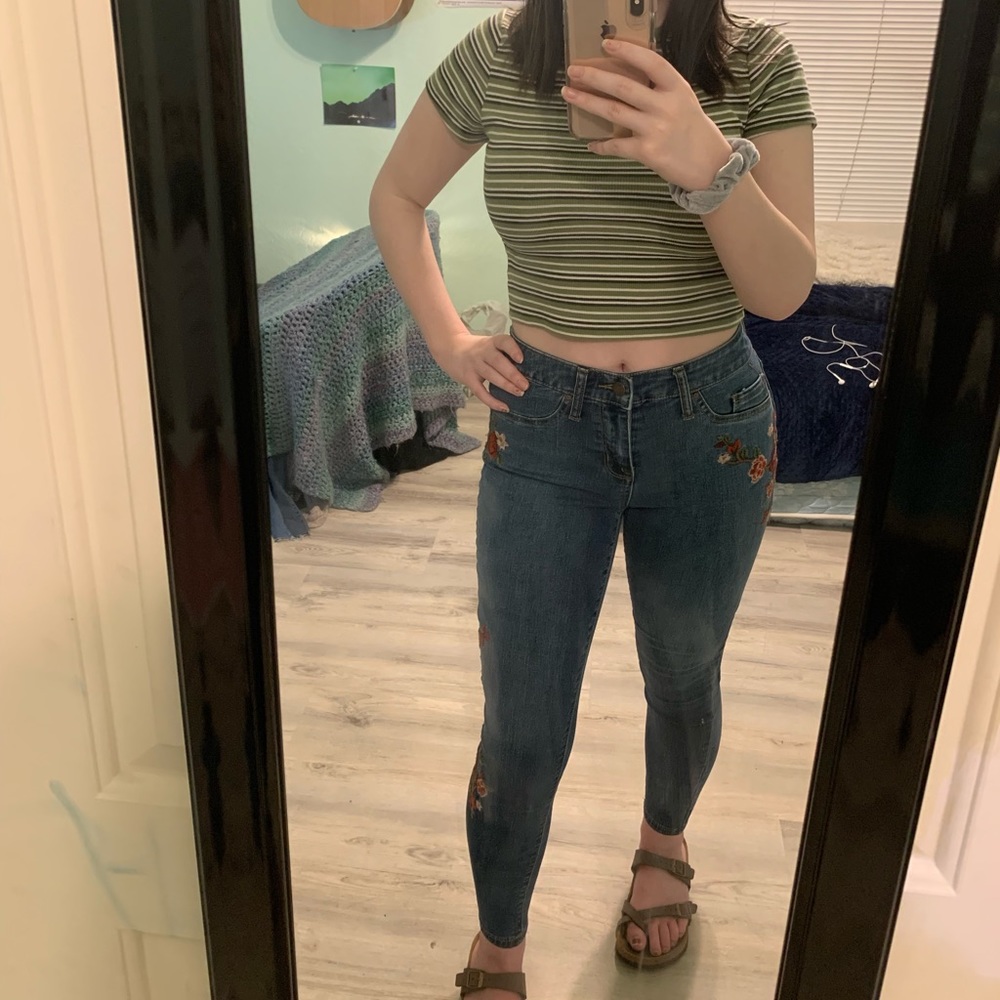 Floral Mid-rise jeans